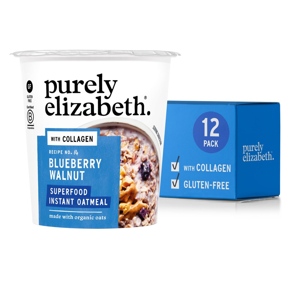 Purely Elizabeth Gluten-Free Collagen Oats Cup, Blueberry Walnut (12 Ct.)