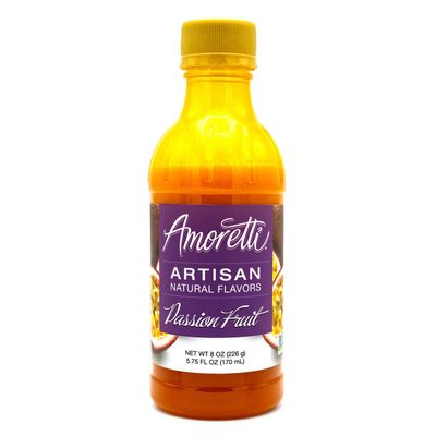 Amoretti - Natural Passion Fruit Artisan Flavor 8 oz - Perfect For Pastry, Savory, Brewing, and more, Preservative Free, Vegan, Gluten Free, Kosher Pareve, No Artificial Sweeteners, Highly