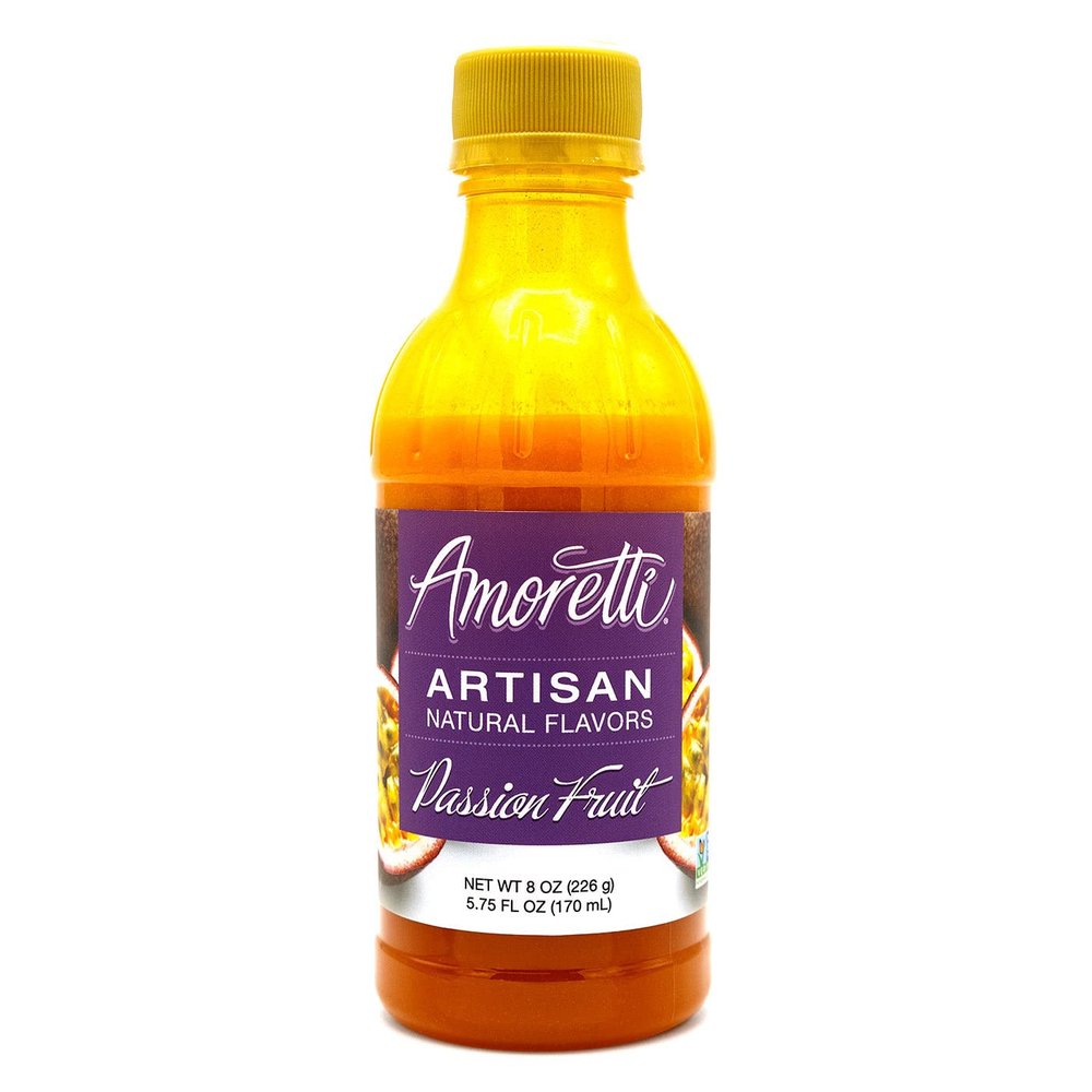 Amoretti - Natural Passion Fruit Artisan Flavor 8 oz - Perfect For Pastry, Savory, Brewing, and more, Preservative Free, Vegan, Gluten Free, Kosher Pareve, No Artificial Sweeteners, Highly