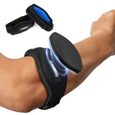 CAMBIVO 2 Pack Tennis Elbow Brace for Men & Women, Elbow Pain Relief for Tendonitis, Tennis & Golfer's Elbow, Adjustable Elbow Strap with Compression Pad (Black)