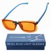 Sleep ZM 100% Clip On Blue Light Blocking Glasses - Better Sleep Anti Eye Strain - Computer Gaming for Women Men - Metal - 99% Night-time Amber Lens view 1