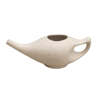 ANCIENT IMPEX Ceramic Neti Pot 250 ml (Ivory Matte) with 5 Neti Salt Sachets  Natural Remedy for Sinus Relief, Congestion, Allergy & Nasal Cleansing