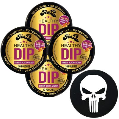 TeaZa Herbal Pouch Bangin Black Cherry 4 Cans with DC Crafts Nation Skin Can Cover - Skull