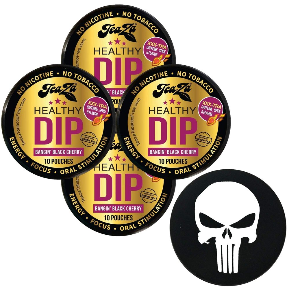TeaZa Herbal Pouch Bangin Black Cherry 4 Cans with DC Crafts Nation Skin Can Cover - Skull