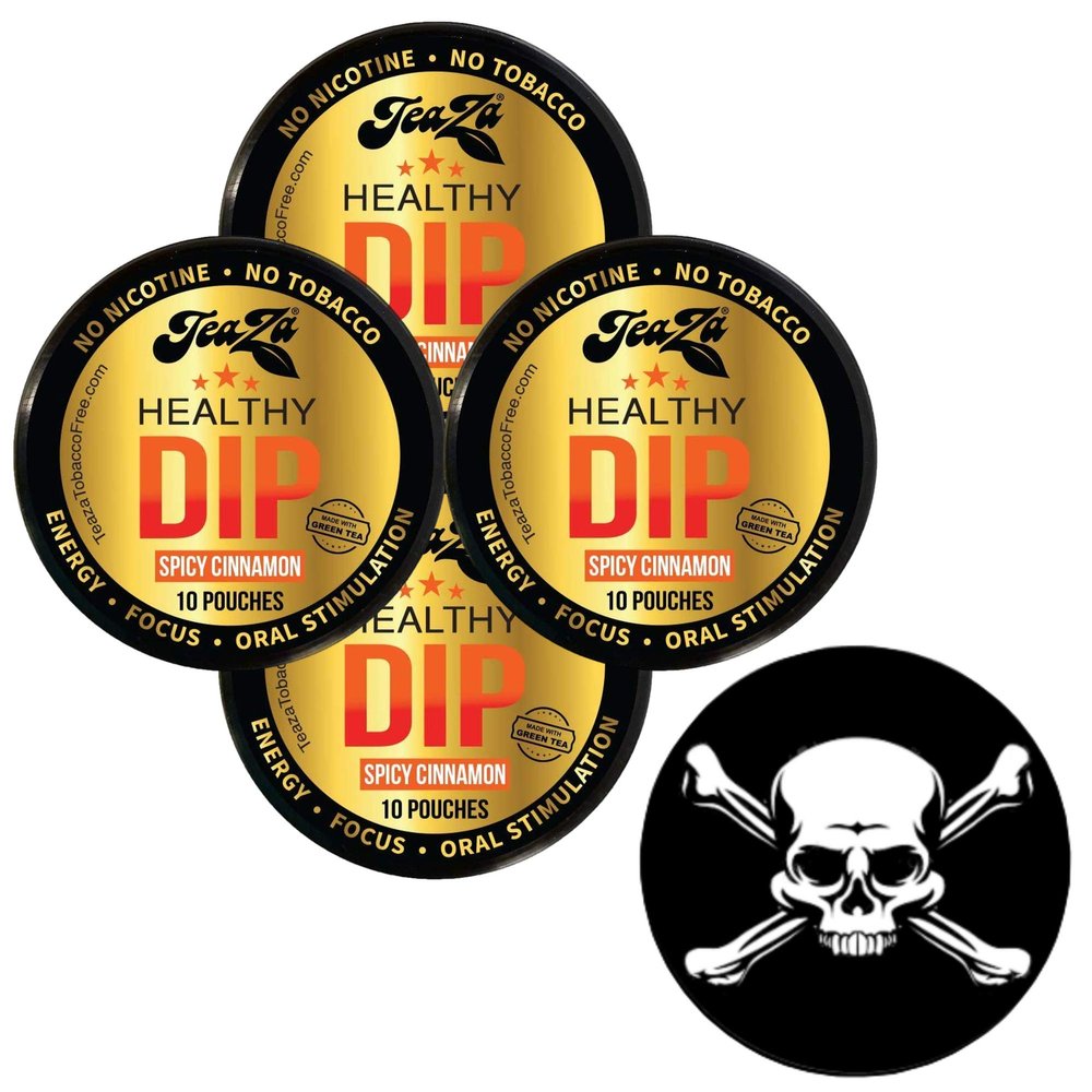 TeaZa Herbal Pouch Cinnamon 4 Cans with DC Crafts Nation Skin Can Cover - Jolly Roger