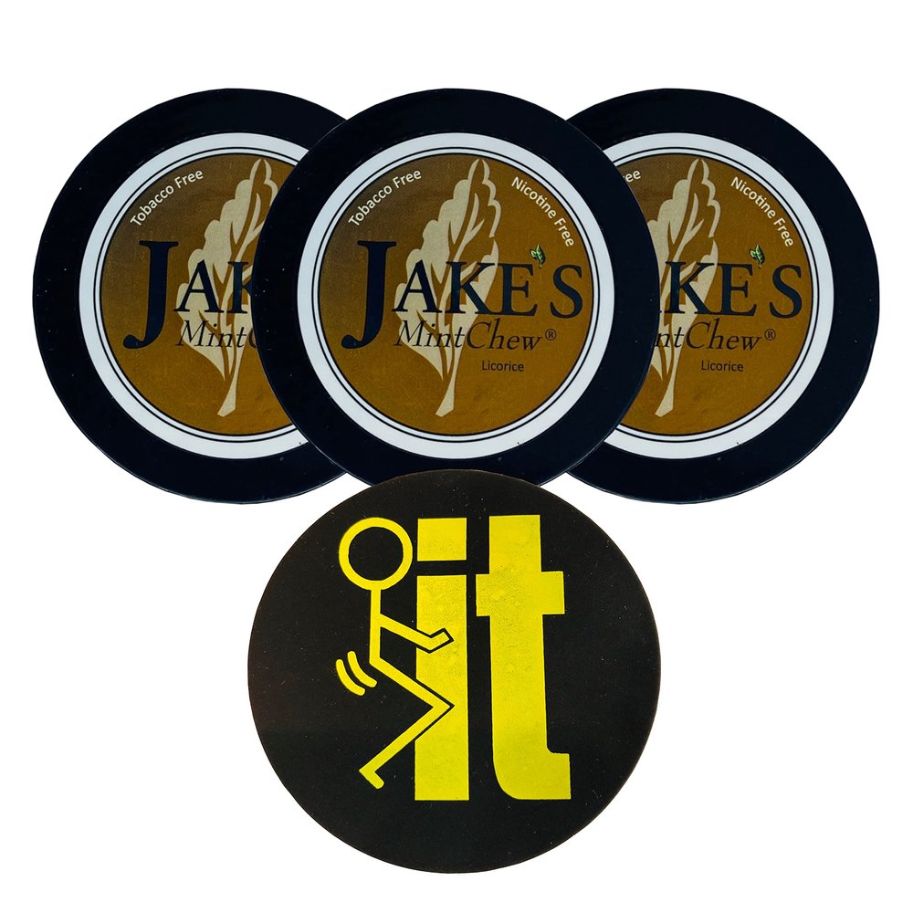 Jake's Mint Chew Licorice 3 Cans with DC Crafts Nation Skin Can Cover - FIT Black