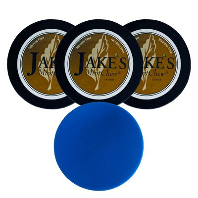 Jake's Mint Chew Licorice 3 Cans with DC Crafts Nation Skin Can Cover - Blue