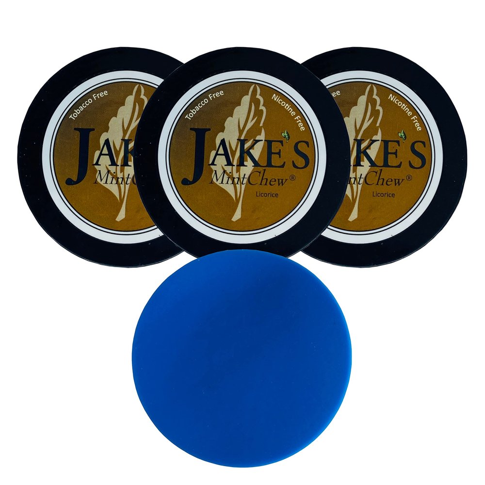 Jake's Mint Chew Licorice 3 Cans with DC Crafts Nation Skin Can Cover - Blue