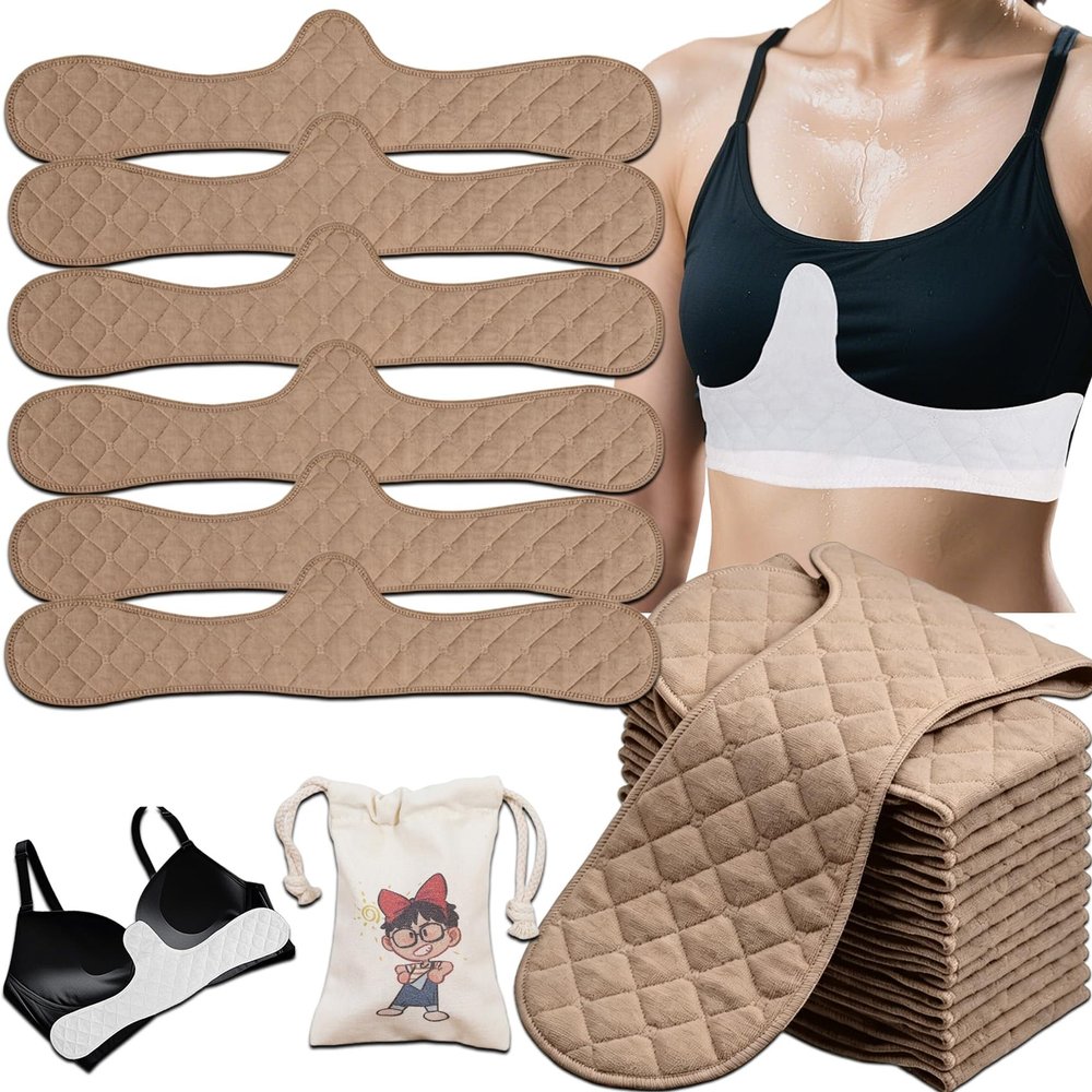 KBKBKY Washable Cotton Boob Bra Towel for Breast Towel Sling Bra Towels for Women, 3 Layer Reusable (Brown, 6)