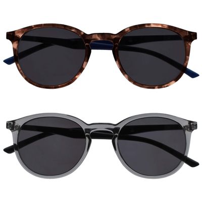 OPULIZE MET Reading SunGlasses for Women Men, Large Frame with UV400 Protection, Brown,Grey +3.5 (Pack of 2)