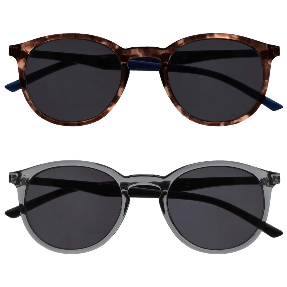 OPULIZE MET Reading SunGlasses for Women Men, Large Frame with UV400 Protection, Brown,Grey +3.5 (Pack of 2)