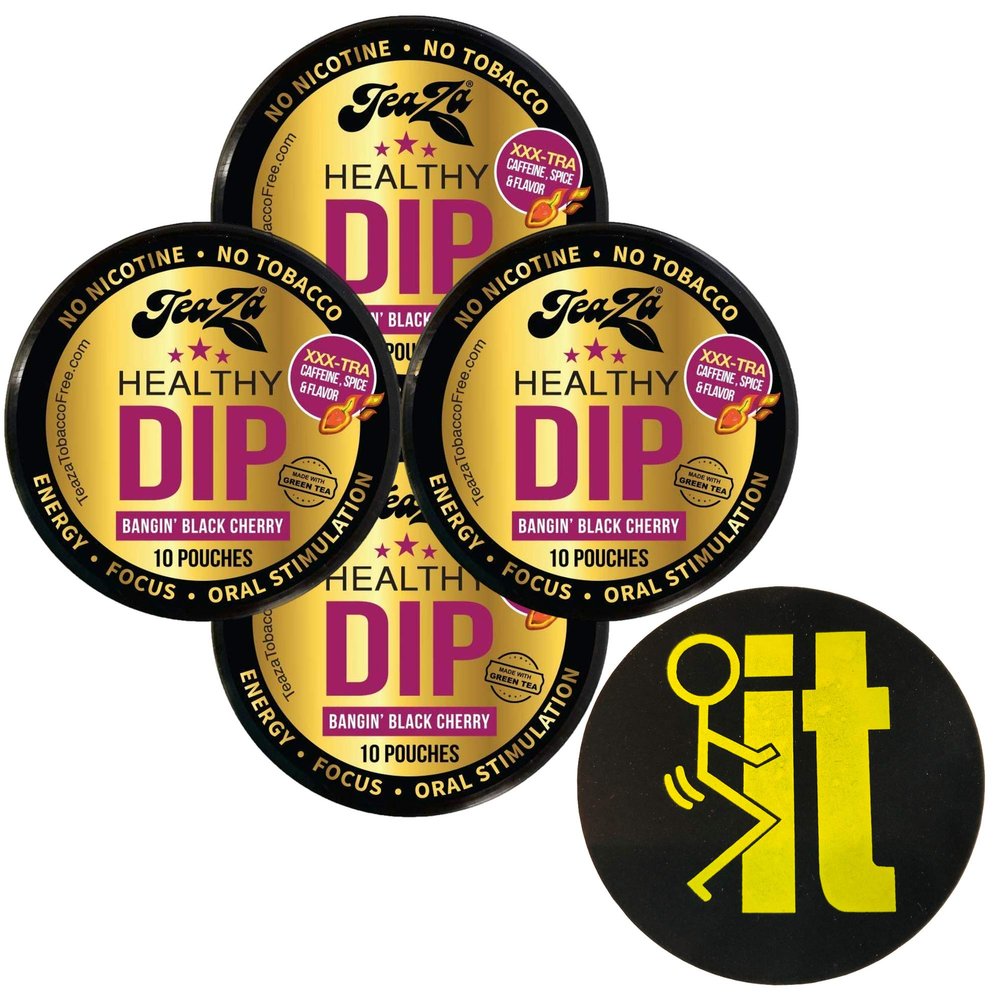 TeaZa Herbal Pouch Bangin Black Cherry 4 Cans with DC Crafts Nation Skin Can Cover - FIT Black