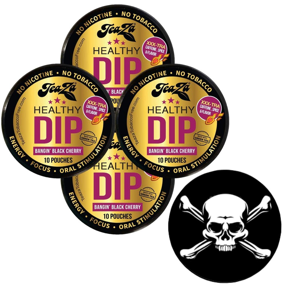 TeaZa Herbal Pouch Bangin Black Cherry 4 Cans with DC Crafts Nation Skin Can Cover - Jolly Roger