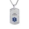 Divoti Pure Titanium Medical Alert Necklace for Women, Custom Engraved Supreme Dog Tag Medical ID Necklace-28' Square Rolo/Deep Blue view 1