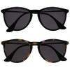 OPULIZE JET Reading Sunglasses for Women Men,Tinted Lens with UV400 Protection,Scratch Resistant Round frame with Spring Hinges,Black Rubberized, Brown Tortoiseshell Rubberized +3 (Pack of 2) view 1