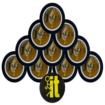 Jake's Mint Chew Licorice 10 Cans with DC Crafts Nation Skin Can Cover - FIT Black