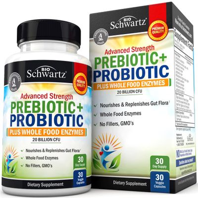 Advanced Prebiotics and Probiotics for Women & Men, Immune, Digestive & Gut Health with L. Reuteri, Inulin Fiber, Digestive Enzymes, Non-GMO, Gluten-Free, Dairy-Free, 30 Capsules