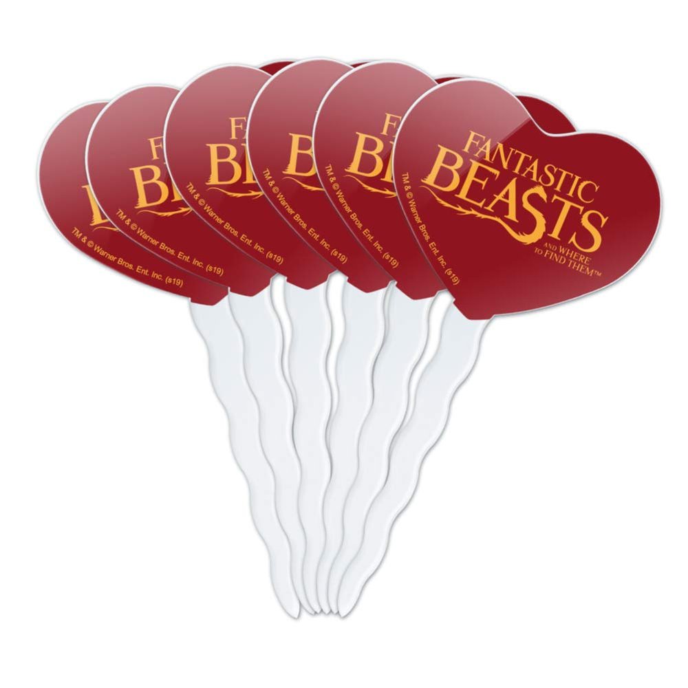 Fantastic Beasts and Where to Find Them Logo Heart Love Cupcake Picks Toppers Decoration Set of 6