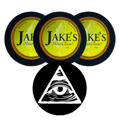 Jake's Mint Chew Kola 3 Cans with DC Crafts Nation Skin Can Cover - Illuminati