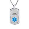 Divoti Pure Titanium Medical Alert Necklace for Women, Custom Engraved Supreme Dog Tag Medical ID Necklace-28' Square Rolo/Light Blue view 1