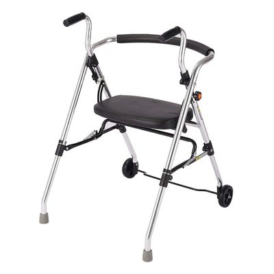 LIYIN- Walker Lightweight Foldable Rollator Seat and Backrest, Elderly Aluminum Pedestrian Car Portable Trolley Travel Shopping Cart