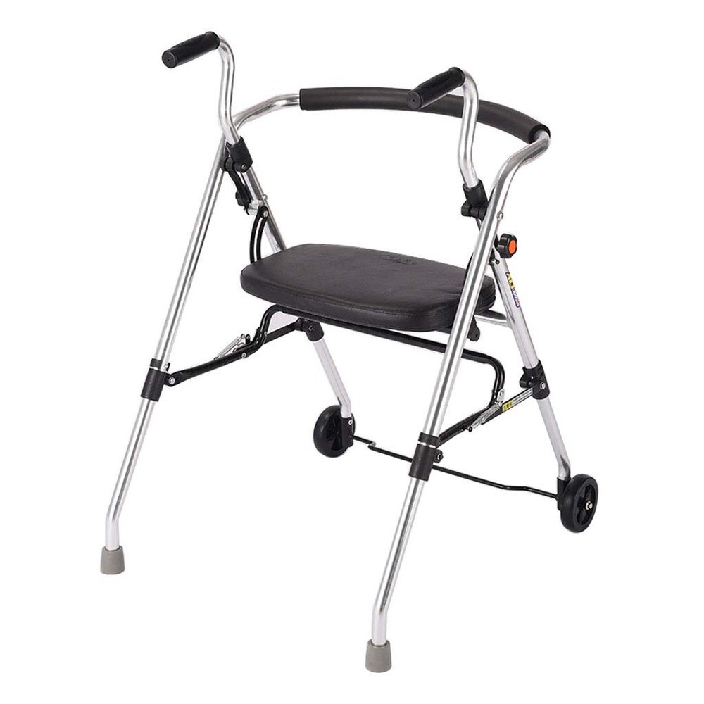 LIYIN- Walker Lightweight Foldable Rollator Seat and Backrest, Elderly Aluminum Pedestrian Car Portable Trolley Travel Shopping Cart