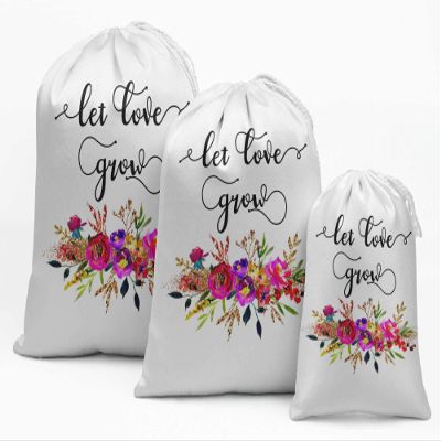 Darling Souvenir White Let Love Grow Wedding Favor Party Supplies Favor Bags Gift Pouches 15 Pieces