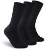 Facool Diabetic Socks for Women, Wool Moisture Wicking Non Slip Non-Binding Loose Fit Top Seamless Breathable Soft Crew Socks, 3 Pairs Black Medium view 1