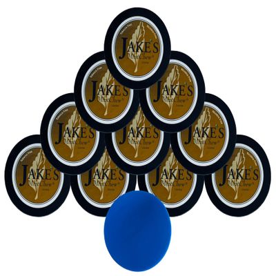 Jake's Mint Chew Licorice 10 Cans with DC Crafts Nation Skin Can Cover - Blue