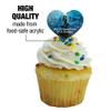 Aquaman Movie My Other Ride is a Shark Heart Love Cupcake Picks Toppers Decoration Set of 6 view 3