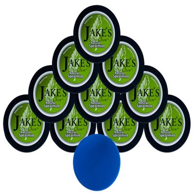 Jake's Mint Chew Spearmint 10 Cans with DC Crafts Nation Skin Can Cover - Blue