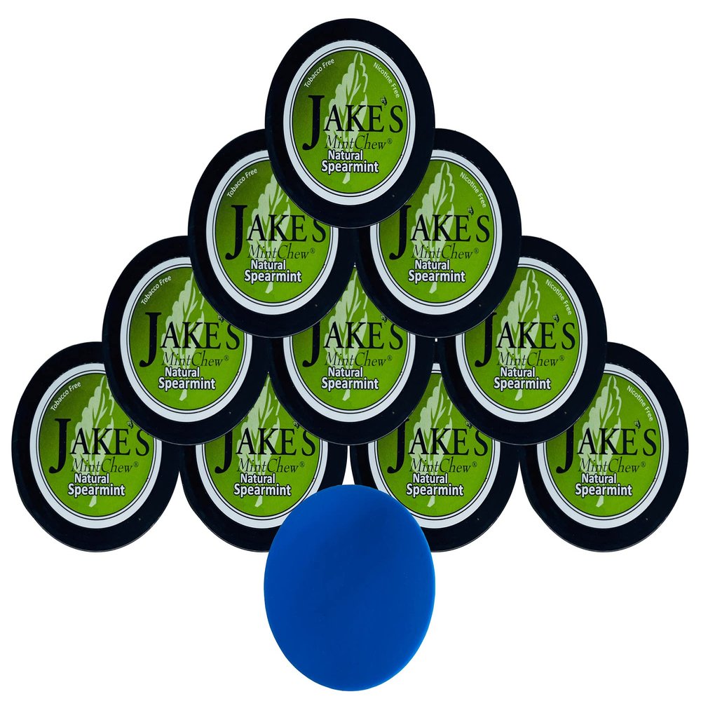 Jake's Mint Chew Spearmint 10 Cans with DC Crafts Nation Skin Can Cover - Blue