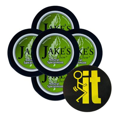 Jake's Mint Chew Spearmint 5 Cans with DC Crafts Nation Skin Can Cover - FIT Black
