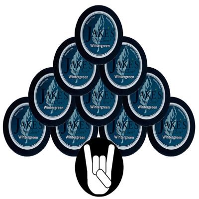 Jake's Mint Chew Wintergreen 10 Cans with DC Crafts Nation Skin Can Cover - Metal