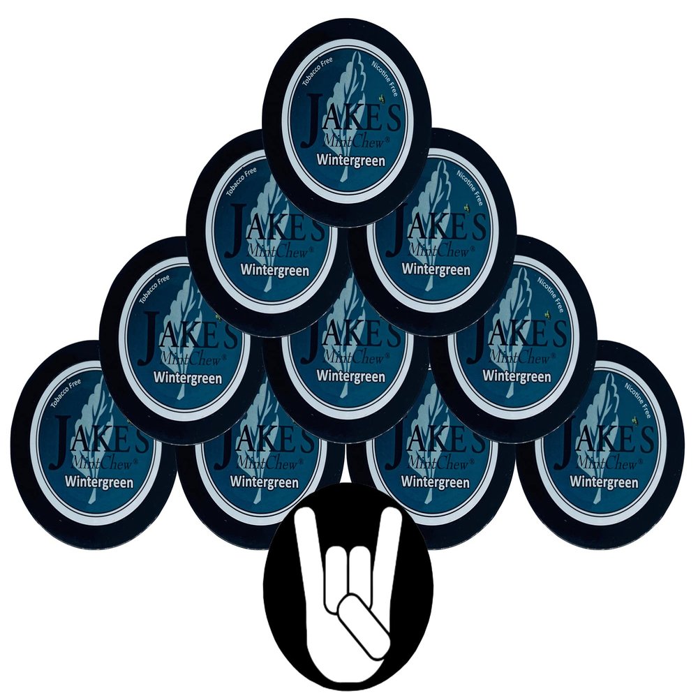 Jake's Mint Chew Wintergreen 10 Cans with DC Crafts Nation Skin Can Cover - Metal