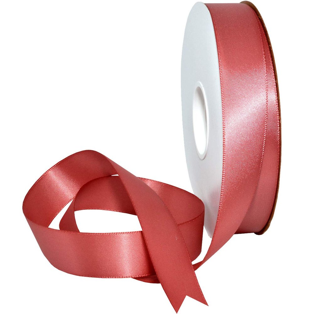 Morex Ribbon Double Face Satin Ribbon 7/8" X 50 YD Cinnabar Ribbon for Gift Wrapping, Birthday Gift Cards, Satin Dress for Women, Silk Ribbons for Crafts, Wedding Gifts for Couple