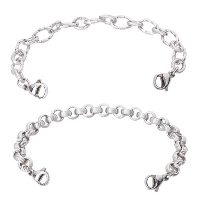 Divoti Ridged & Ridged Rolo Stainless Steel Interchangeable Medical Alert Replacement Bracelet for Women -4.0"