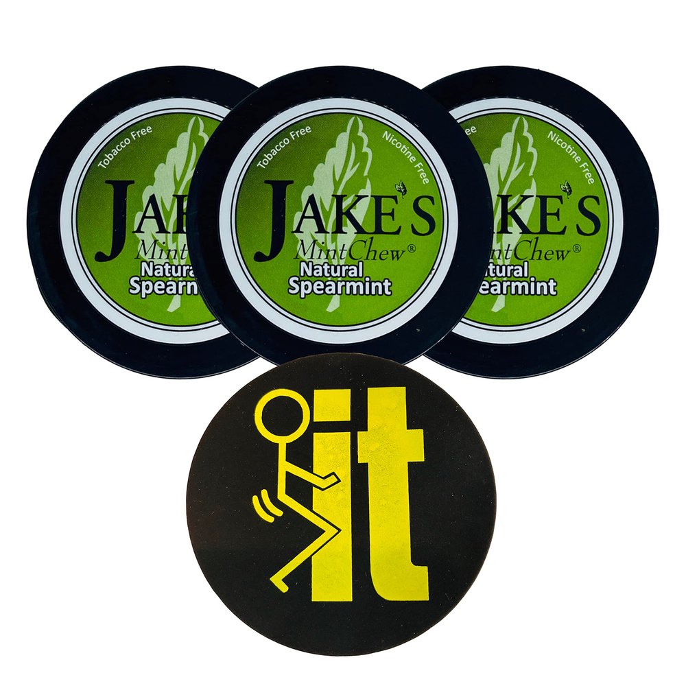 Jake's Mint Chew Spearmint 3 Cans with DC Crafts Nation Skin Can Cover - FIT Black