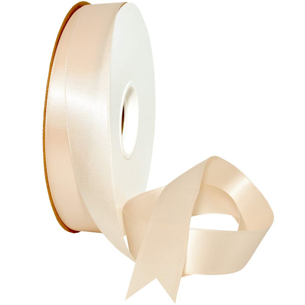 Morex Ribbon Double Face Satin Ribbon 7/8" X 50 YD Nude Ribbon for Gift Wrapping, Birthday Gift Cards, Satin Dress for Women, Silk Ribbons for Crafts, Wedding Gifts for Couple