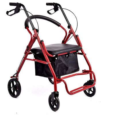 Folding 4 Wheel Rollator Walker with Padded Seat, Lockable Brakes, Ergonomic Handles, and Carry Bag, Limited Mobility Aid,with Foot Pedal