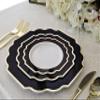 " OCCASIONS " 150 Piece set (25 Guests)-Wedding Plastic Plates & cutlery -Disposable heavyweight Dinnerware 10.5'', 8'' + Silverware w/double fork (Imperial in White/Black & Gold) view 2