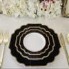 " OCCASIONS " 150 Piece set (25 Guests)-Wedding Plastic Plates & cutlery -Disposable heavyweight Dinnerware 10.5'', 8'' + Silverware w/double fork (Imperial in White/Black & Gold) view 4