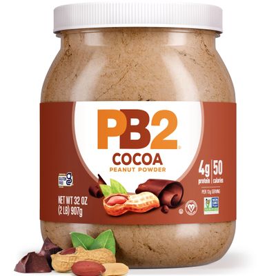 PB2 Powdered Chocolate Peanut Butter with Cocoa | 2lb Jar | 4g of Protein, 90% Less Fat, Certified Gluten Free, Only 50 Calories per Serving for Shakes, Smoothies, Low-Carb, Keto Diets