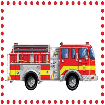 1/2 Sheet - Red Fire Truck Birthday - D555 - 2D Edible Cake/Cupcake Party Topper