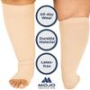 Compression Socks for Women and Men 20-30 mmHg - Extra Wide Calf Medical Compression Stockings Open Toe for Swelling, Lymphedema, Travel - Beige, 6X-Large - AB211 view 4