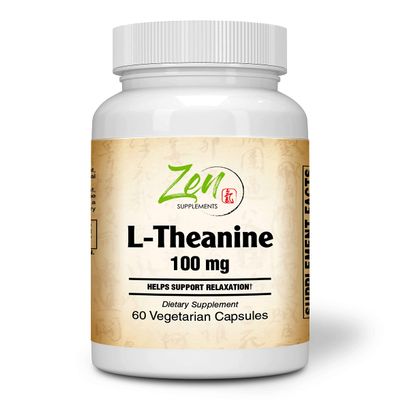 Zen Supplements - L-Theanine - Promotes Relaxation, Sleep & Mental Clarity associated with Stress 100 Mg 60-Vegcaps