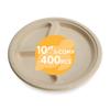 100% Compostable Disposable Paper Plates Bulk [10" 3-Comp 400 Pack], Bamboo Plates, Eco Friendly, Biodegradable, Sturdy Large Dinner Party Plates, Heavy-Duty, Unbleached by Earth's Natural Alternative view 1