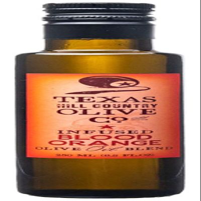 Texas Hill Country Olive Co Blood Orange Infused Olive Oil - Cold Pressed Gourmet EVOO Olive Oil - Great for Dressing Dipping Marinade - No Artificial Flavors or Added Sugar - Made in Texas (8.5 oz)