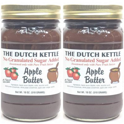Amish Homemade Style SUGAR FREE Apple Butter 2-18 Ounce Non-GMO All Natural