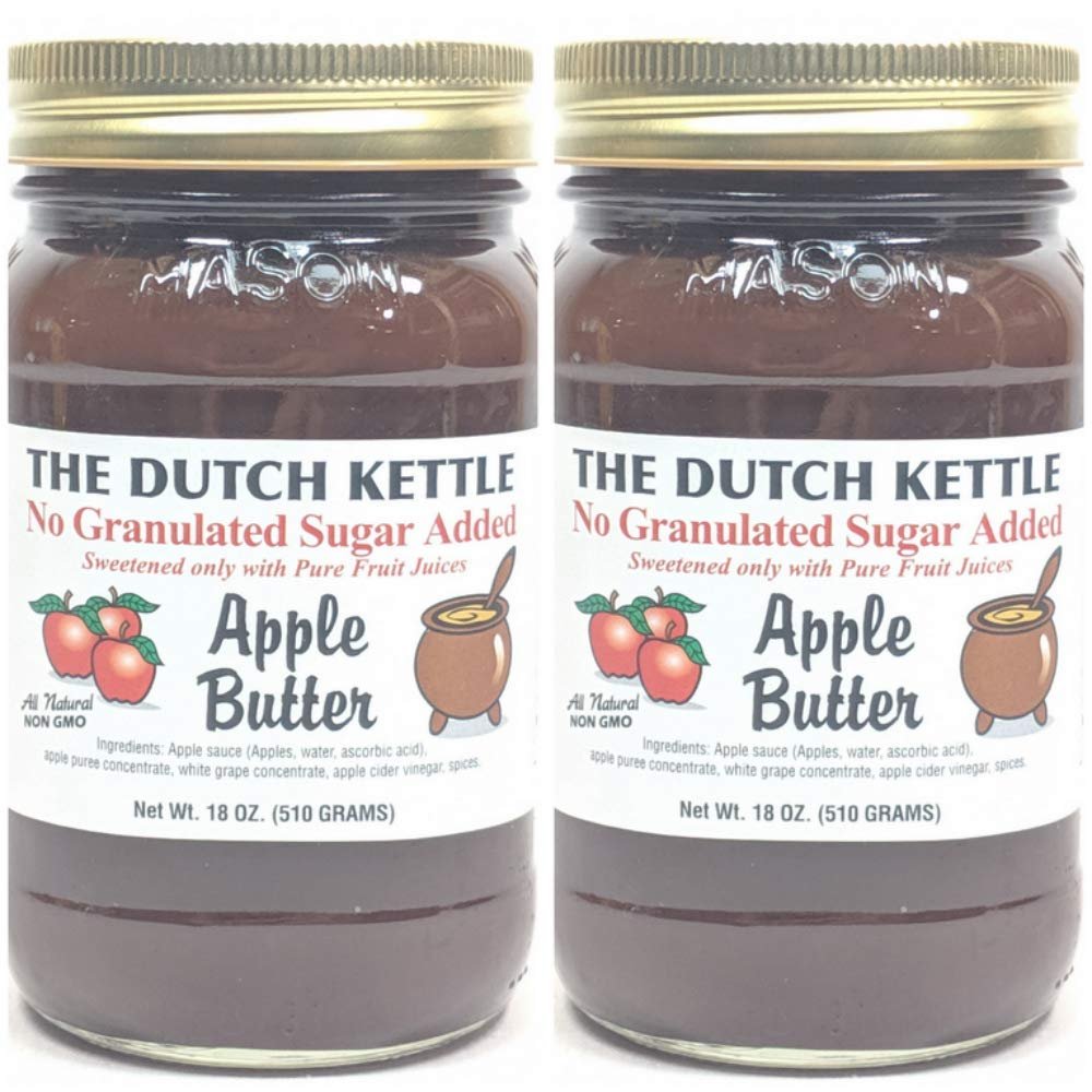 Amish Homemade Style SUGAR FREE Apple Butter 2-18 Ounce Non-GMO All Natural